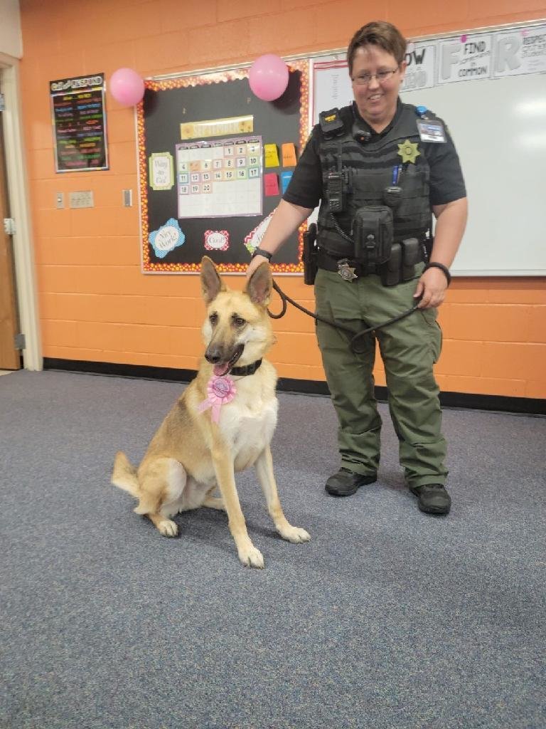 LawtonPS's tweet photo. Today is K9 officer CoCo's birthday! Students at Crosby Park had a party for her. Check out these photos from the party. Be on the look out for more pictures on Crosby Parks page.  #LawtonPS #WeAreLPS #oklaed https://t.co/z6PGPyq1FS