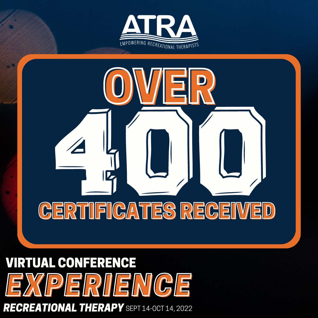 ATRAinAction's tweet photo. π₯π―π―π―π―π₯
In just over 4 days you have managed to earn over 400 certificates during #ACON22! Now that is what we call continuing education. Want to see what all the hype is about? No worries, the virtual conference is open until 10/14!
REGISTER TODAY: https://t.co/Tc7r5NazxQ https://t.co/j7E0eZT9BB