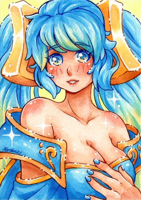 Happy birthday to Sona!  #LeagueOfLegends #LeagueOfLegendsFanArt I have no new art of her yet, but expect to see more because I have a lot of started drawings of her waiting to be finished hopefully very soon hehe  