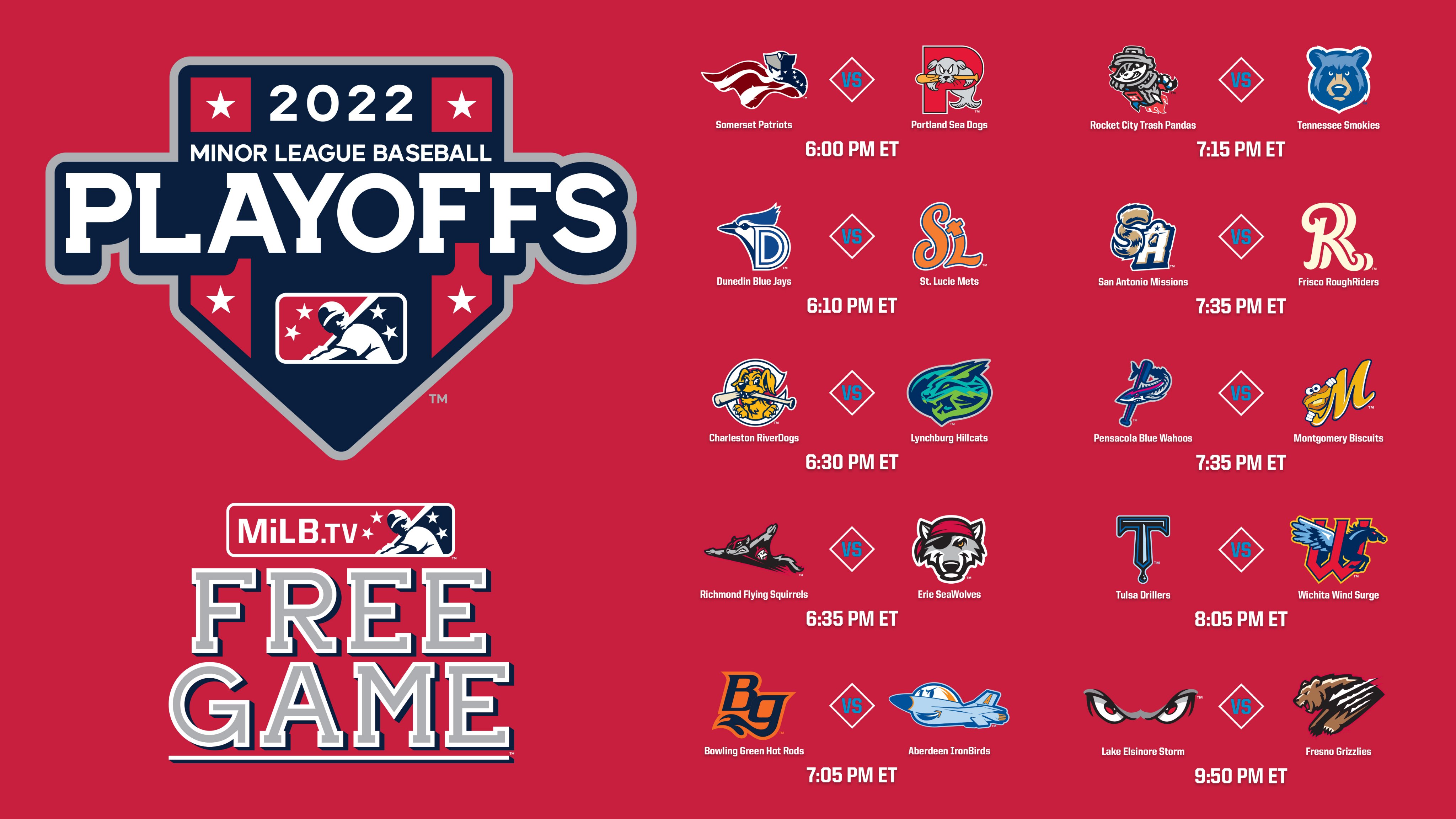 Minor League Baseball on X: Watch every televised Minor League playoff  game FREE! 📺   / X