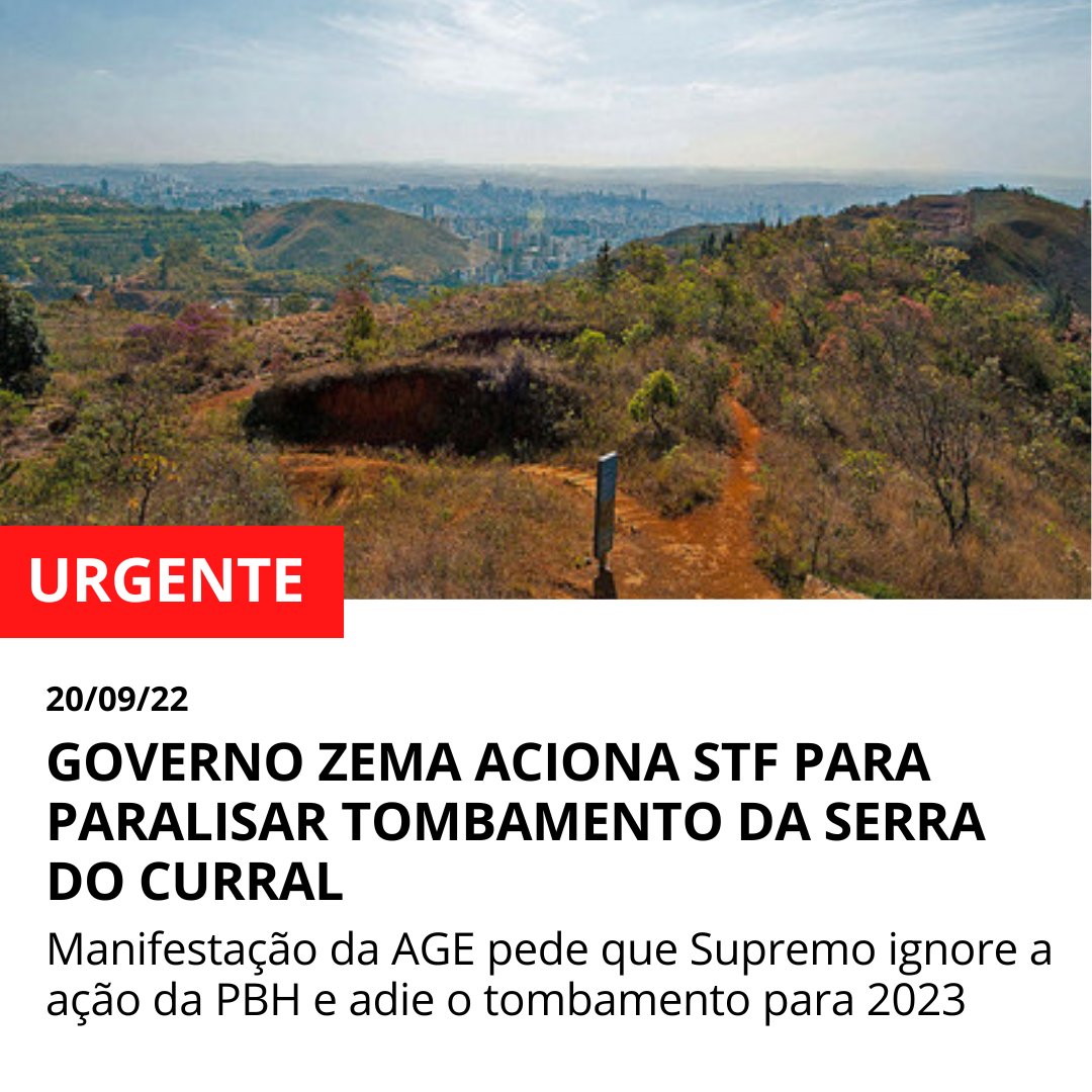 minhabh_'s tweet photo. O governo de MG acionou o STF pedindo que o tombamento da Serra do Curral só seja votado em 2023. A manifestação é uma resposta à ação da PBH, que entrou com liminar semana passada para que o CONEP pudesse votar o tombamento.

Por que Zema não quer que o tombamento seja votado? https://t.co/cgS2MetiRU