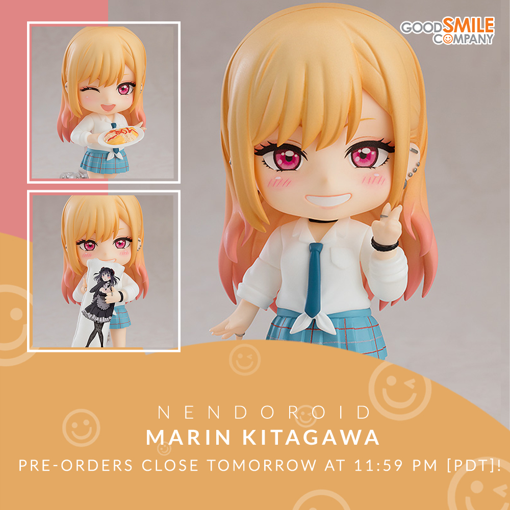 Don't keep Nendoroid Marin Kitagawa from My Dress-Up Darling waiting too long! She comes with omurice, a Shizuku-tan body pillow &amp; more! Preorders close tomorrow at 11:59PM PDT on the GOODSMILE ONLINE SHOP!

Preorder: s.goodsmile.link/bu8

#MyDressUpDarling #goodsmile
