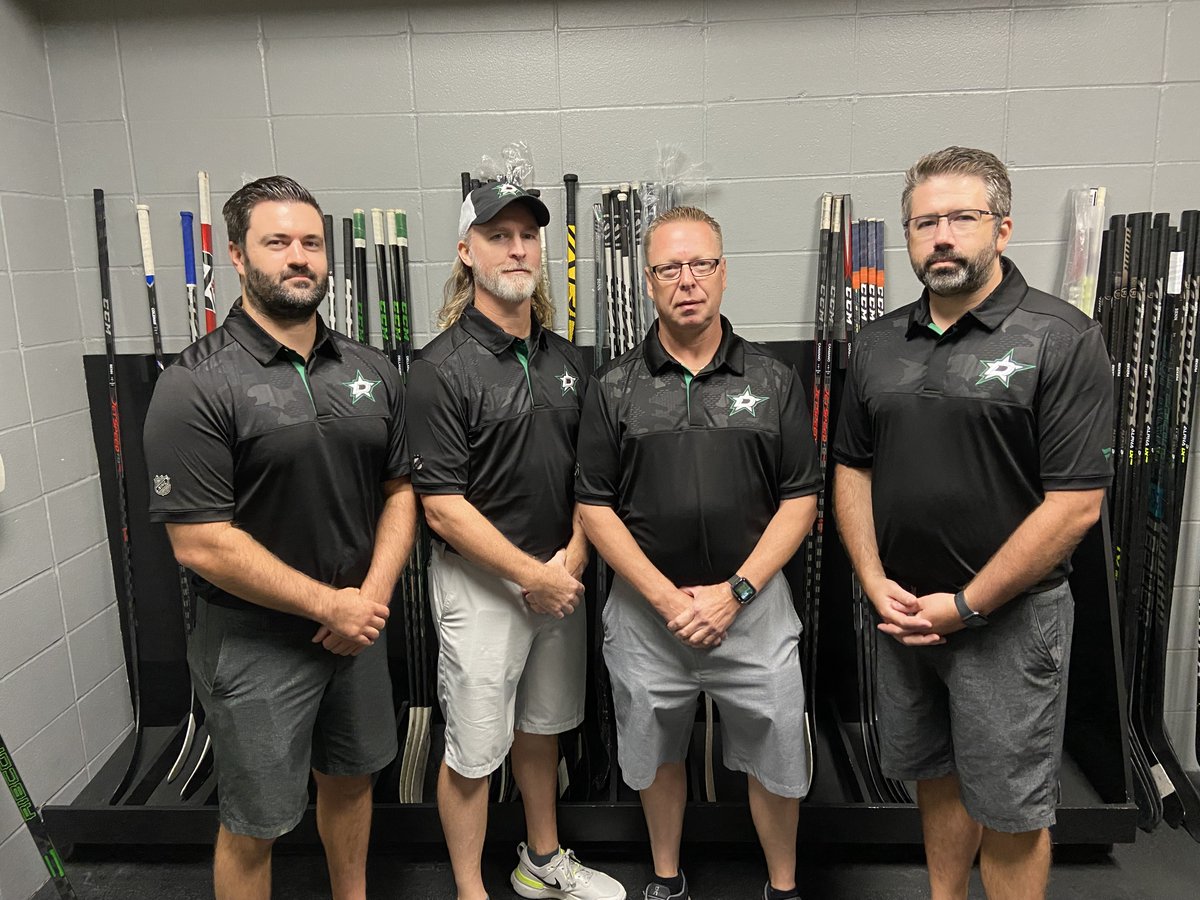 DallasStars's tweet photo. Best in the business ๐
Today, we're celebrating Steve Sumner, Dennis Soetaert, Michael Prodgers and Trevor Heinzerling on Equipment Manager Appreciation Day.
Thank you all for all you do to keep #TexasHockey running smoothly ๐ https://t.co/cI10IjPBHl
