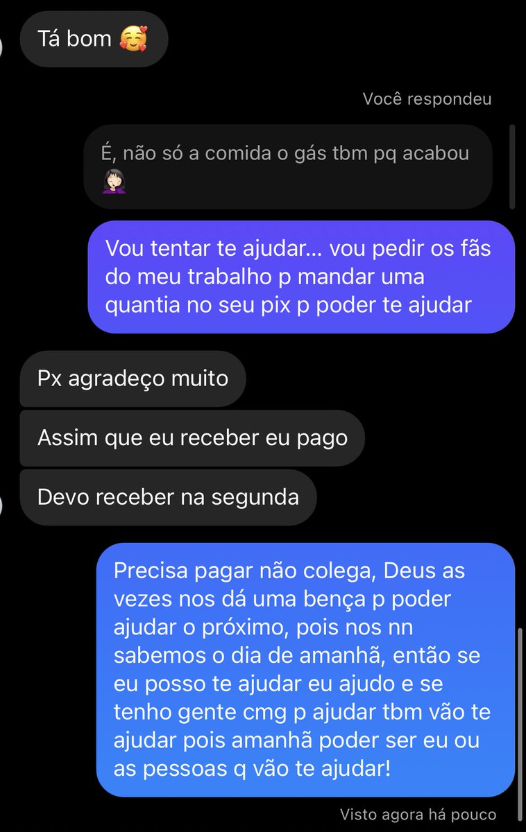 FÉ TROPA, VENHO PEDIR AJUDA P VOCÊS. VEIO UMA FÃ MINHA QUASE AGORA NO DIRECT PRECISANDO DE AJUDA P COMPRAR UM GÁS E COMIDA, ISSO MEXEU MT CMG E VOU AJUDAR ELA E VENHO PEDIR A AJUDA DE VOCÊS SE PUDER MANDAR QUALQUER QUANTIA NO PIX DELA P AJUDAR /CHAVE PIX:210.013.857-05- cpf!!!💔