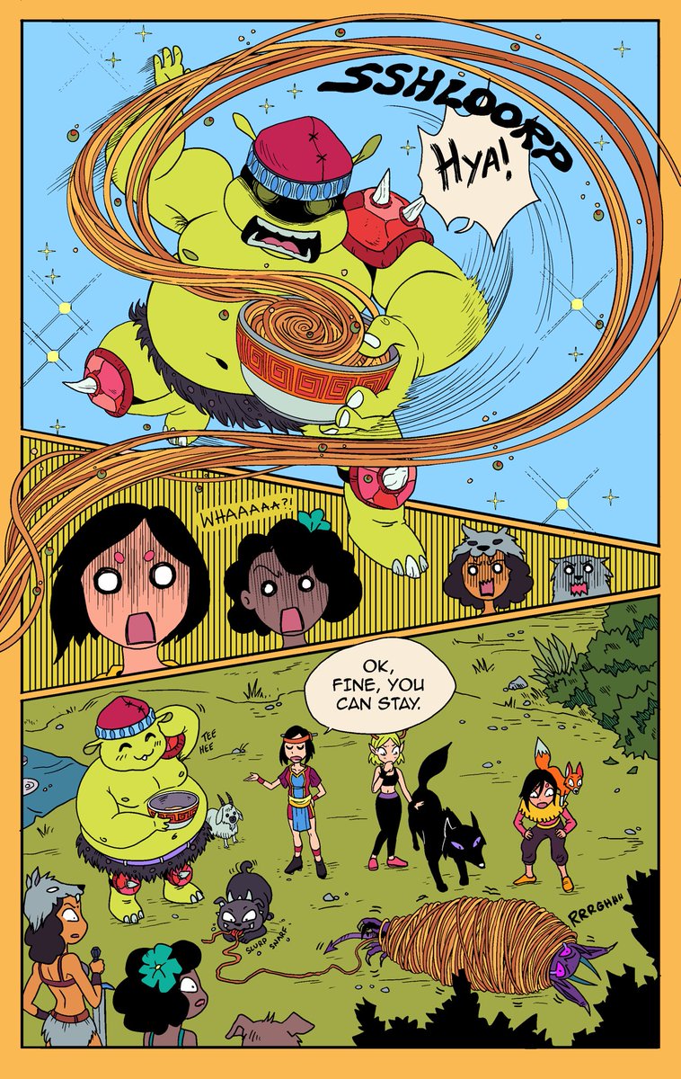 I was thrilled when <a href="/Tadmajor/">Tadmajor</a> offered to color my <a href="/forgottenrunes/">Forgotten Runes Wizard's Cult</a> mini comic pages. Not since Sabrina the Teenage Witch have I had the pleasure of seeing my drawings pop to life under the hands of another artist! Tad did a beautiful job with his rainbow palette skills! 🎨🌈✨