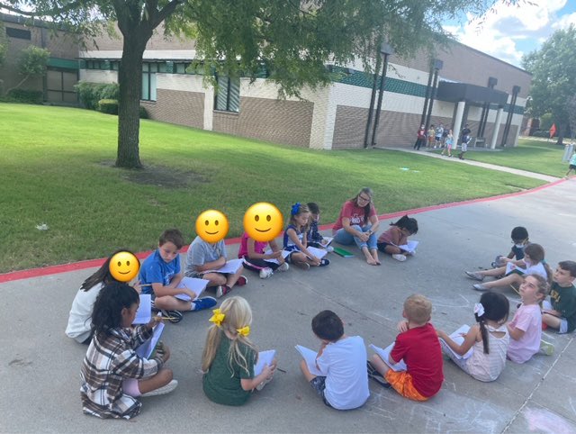 First grade took their learning outside yesterday for I&amp;I time to find examples of living and non living things!