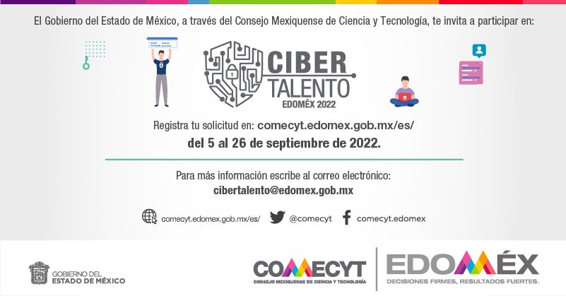 COBAEMex's tweet photo. 🌐 Participa en #Cibertalento Edoméx 2022, a través de temas como:
👉Educación digital
👉Ciberacoso
👉Policía cibernética
👉Ciberseguridad para PYMES
👉Ciudadanía cibersegura
✍️Regístrate aquí https://t.co/YZeziRnkAO
📍Más información en https://t.co/r6pUKg2US8
@comecyt https://t.co/JbewQwNfAS