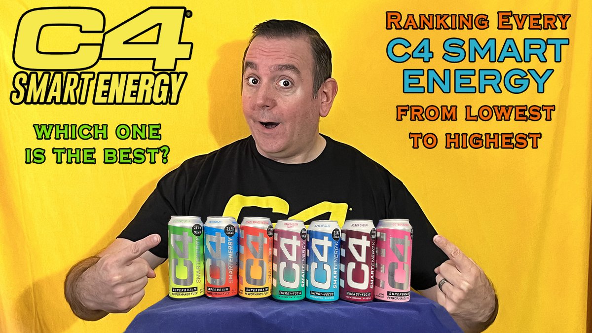 CaffeineMan1's tweet photo. Want to know which C4 Smart Energies to try first? In todays video I rank all 7 flavors from lowest to highest! What's your favorite? #C4 #C4Energy #C4SmartEnergy #energy #nootropics #focus #energydrinks #TopC4Smart #BestC4Energy #caffeine 
https://t.co/hREJhLXfHZ https://t.co/TRM0xGz6RG