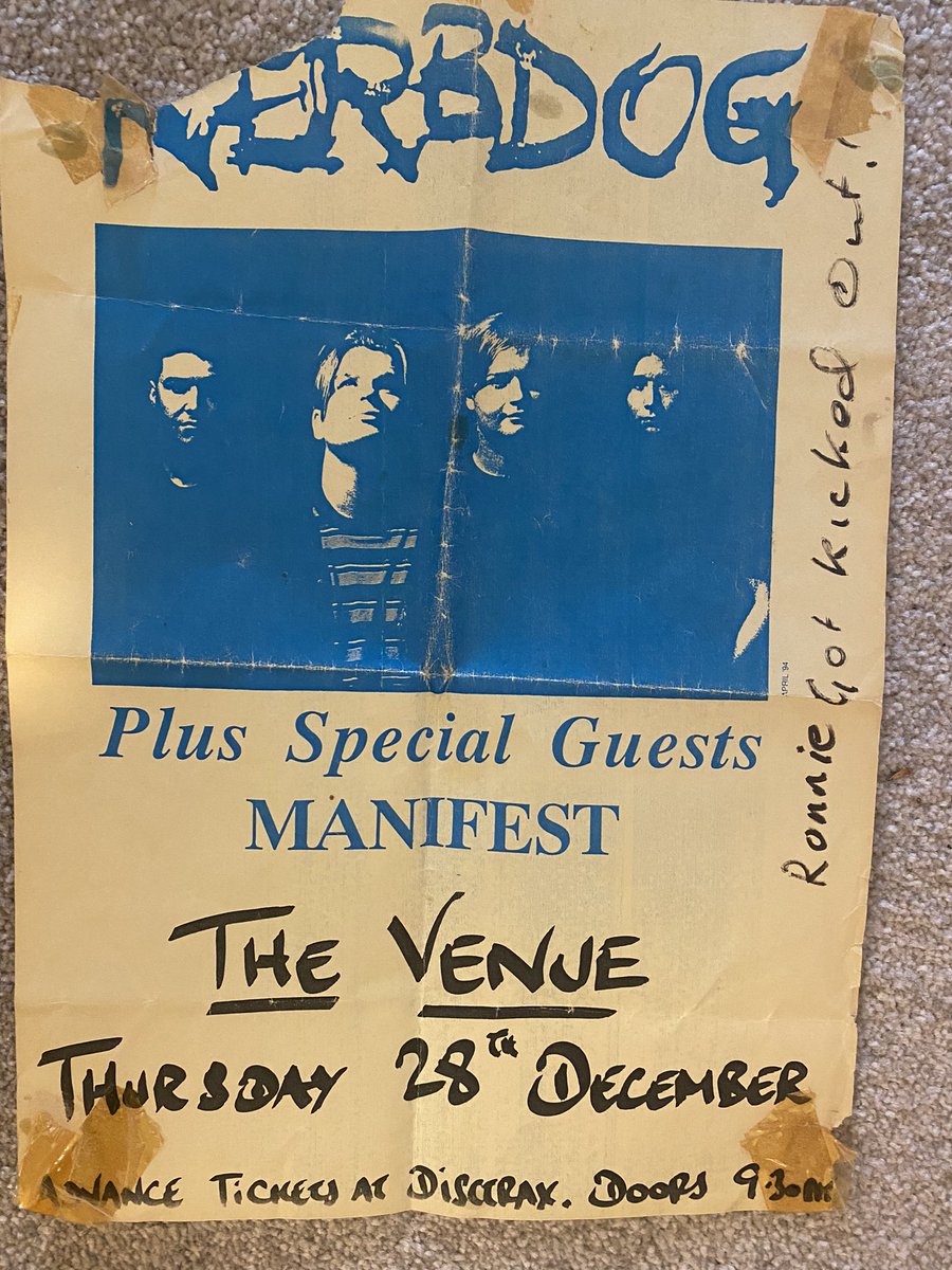 CillianOBrien1's tweet photo. Recently found this! Ripped this off the wall after the gig back in 1995! Great days! Great memories! @kerbdogofficial @cormacbattle https://t.co/6TIw10YVem