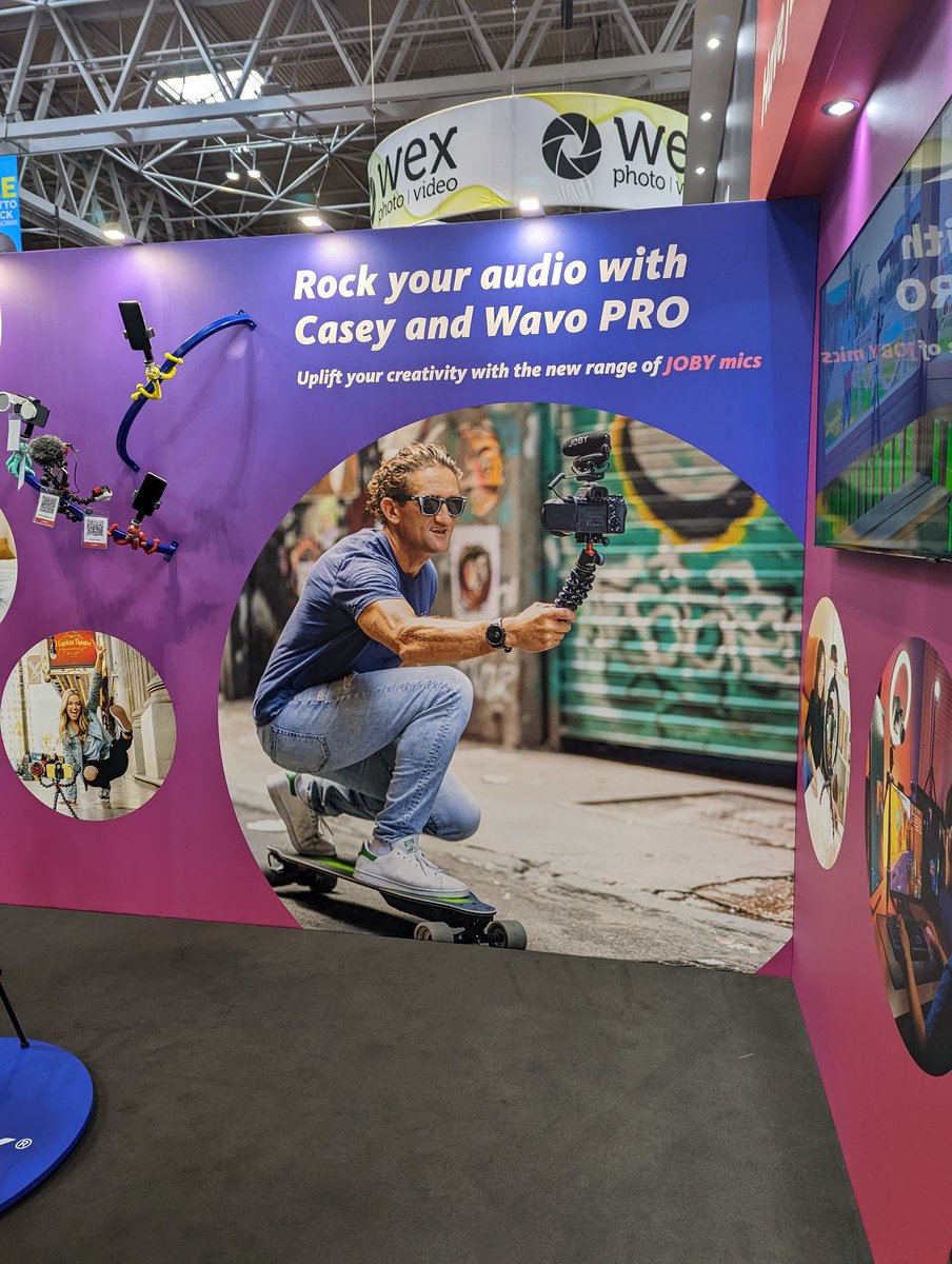 aggersberg's tweet photo. Who should I see at the Photography Show this week but @Casey (well a massive photo on the Joby stand). There was also a new content creators stage this year. YouTube creator vibes. https://t.co/wwnRdBpFXo