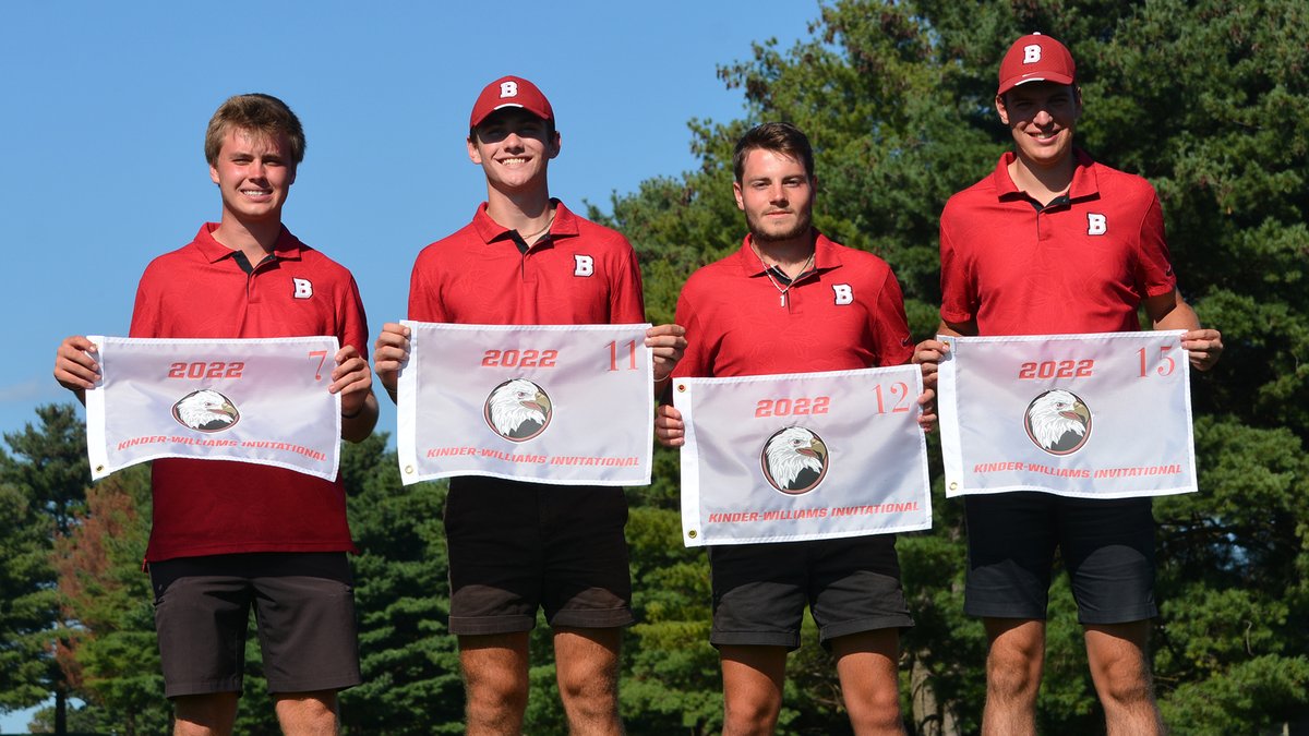 BCAthletics's tweet photo. The Bridgewater Men's Golf team showed out in the second and final round of the annual Kinder-Williams home tournament.

Shoutout to Darien Smith, Max Bondurant, Brandon Washburn and Logan Douthat for top 15 finishes #BleedCrimson #GoForGold 

🔗 https://t.co/aDmTu6hwzt https://t.co/7imksYmIBC