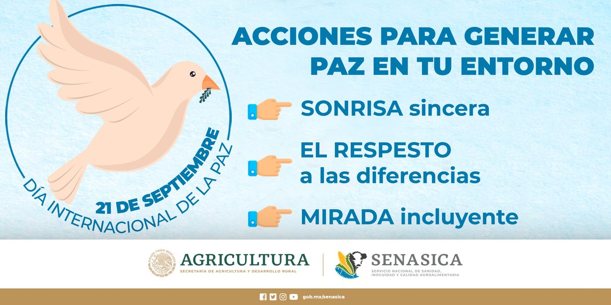 SENASICA's tweet photo. Debes ser el cambio que deseas ver en el mundo 🕊️🏳️😇 https://t.co/4RA0JK0Fgq
