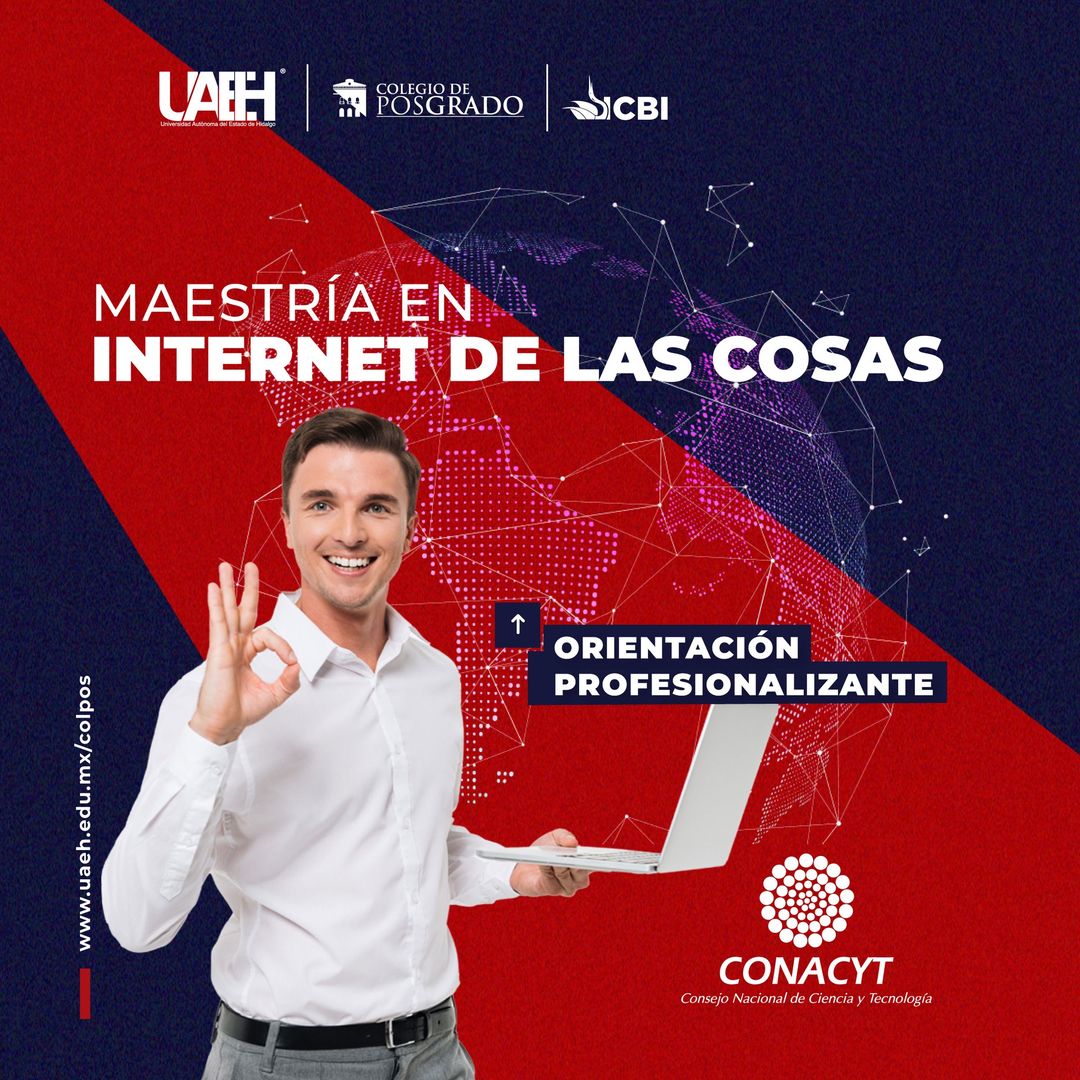 UAEH_OFICIAL's tweet photo. Aprende una de las tecnologías emergentes estudiando la Maestría en Internet de las Cosas de con un enfoque práctico, de mano de los expertos en #IoT💻

#UAEH #ColegiodePosgrado #ICBI #CTLab #CTTalks #InternetDeLasCosas #IA #ciencia #inovación #computacion #cienciadedatos #MIoT https://t.co/SXcH3dG7I5