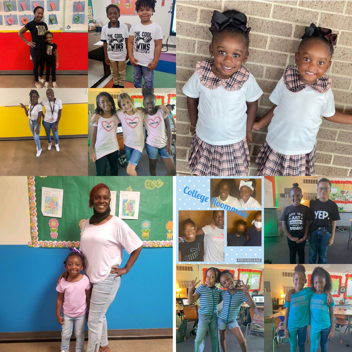 BLELancaster's tweet photo. Itโs College Roommate Day at BLE today and our staff and students are twinning itโผ๏ธ They understood the assignment. #collegegogetitweek #itsgrowtime๐ฏโโ๏ธ@LancasterISD @Cali5tray @RenetaPerkins https://t.co/7CA7eoT9Q9