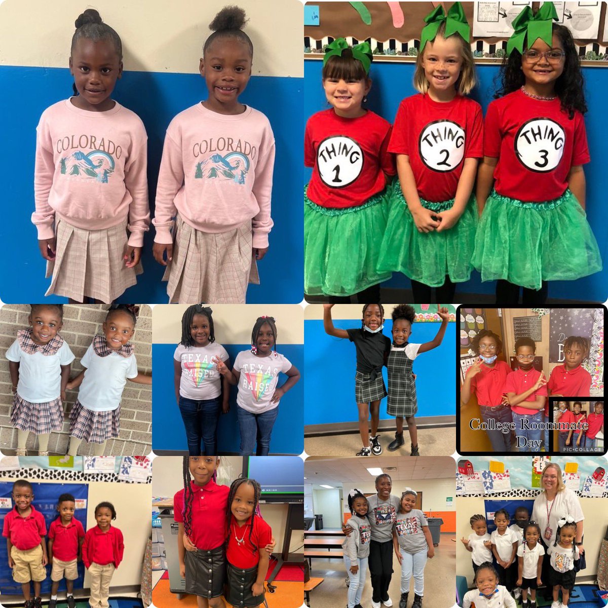 BLELancaster's tweet photo. Itโs College Roommate Day at BLE today and our staff and students are twinning itโผ๏ธ They understood the assignment. #collegegogetitweek #itsgrowtime๐ฏโโ๏ธ@LancasterISD @Cali5tray @RenetaPerkins https://t.co/7CA7eoT9Q9