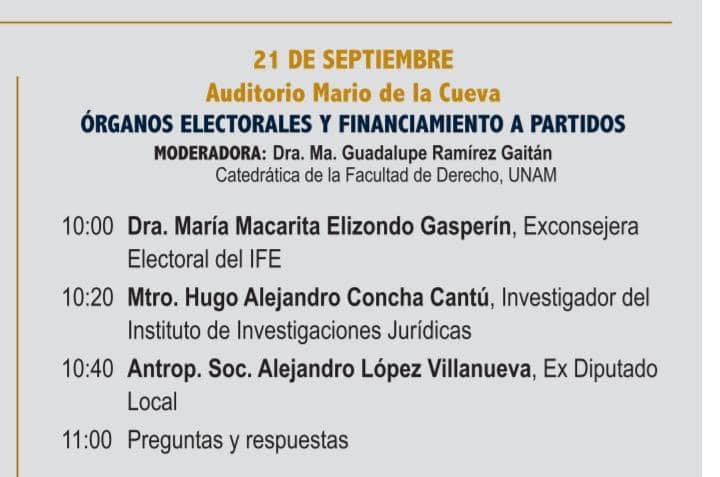 DeElectoralUNAM's tweet photo. Te invitamos a asistir a la mesa de análisis del día 21 de septiembre de 2022. 

Intitulada: Órganos Electorales y Financiamiento a Partidos en dónde platicaremos sobre los Costos de la Democracia. 

10 am en el Auditorio- Mario de la Cueva
Te esperamos!!!
🤓 https://t.co/YE1s5U5DQE