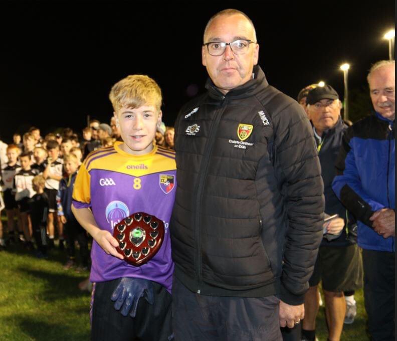Carryduff U-13s do the East Down double by winning the league and the championship, League presentation by East Down Secretary Simon Francis and championship shield presented by East Down Vice Chairman Malcolm McFarlane who also presented Kilcoo captain the championship medals
