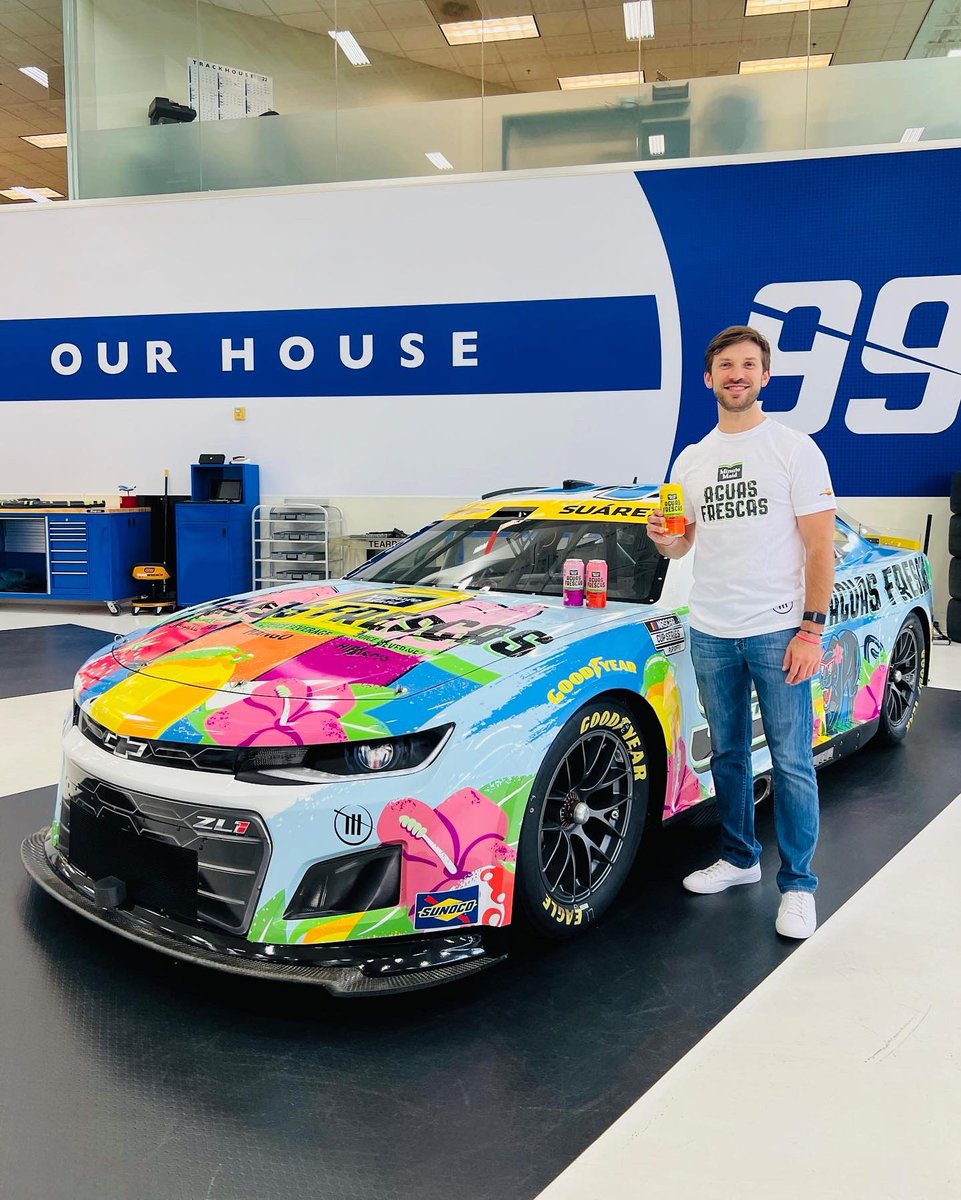 CocaColaRacing's tweet photo. .@Daniel_SuarezG is refreshed and ready for Sunday 🍓🍊🍋
Don’t miss this first of its kind @MinuteMaid Aguas Frescas paint scheme @TXMotorSpeedway on Sunday at 3:30pm ET on @usa_network❗️🌺 #RefreshingAF https://t.co/BJL3fNDXKm
