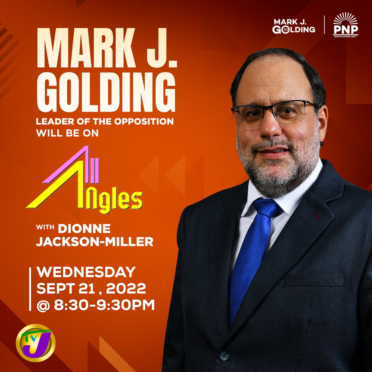 MarkJGolding's tweet photo. I join @djmillerJA for All Angles at 8:30PM tomorrow night (Wednesday, Sep 21st) on @televisionjam1 tune in! #TimeCome https://t.co/BD1uHPdcdI