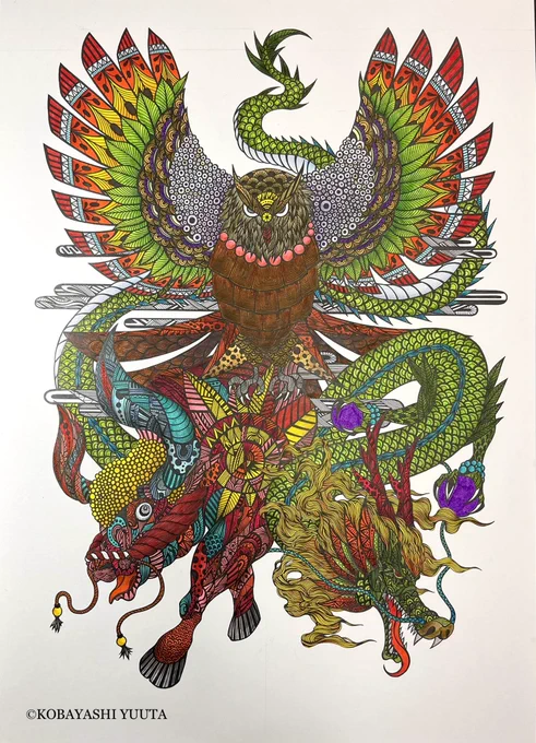ご依頼の絵の進捗。背景の着色に入りまーす#小林優太#栃木県#画家#絵画#絵#進捗 