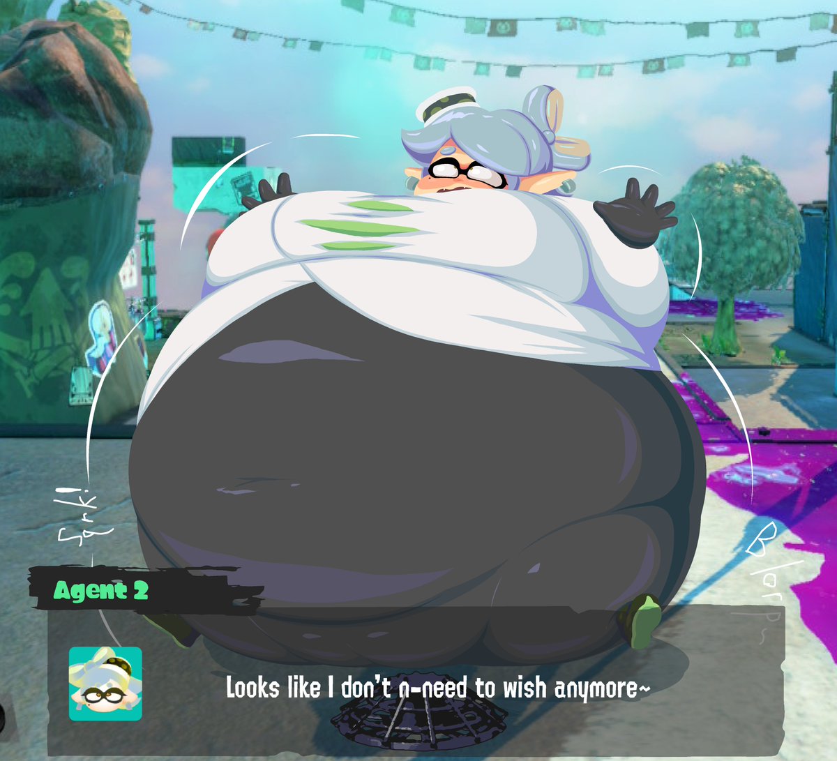 Yarbage_'s tweet photo. something that was rather old... but it's finally done

Marie experiencing what it's like to be a balloon fish
wuh oh..  inkier version included~

#inflationart #inflation #bodyinflation https://t.co/yyMdQXLLJ4
