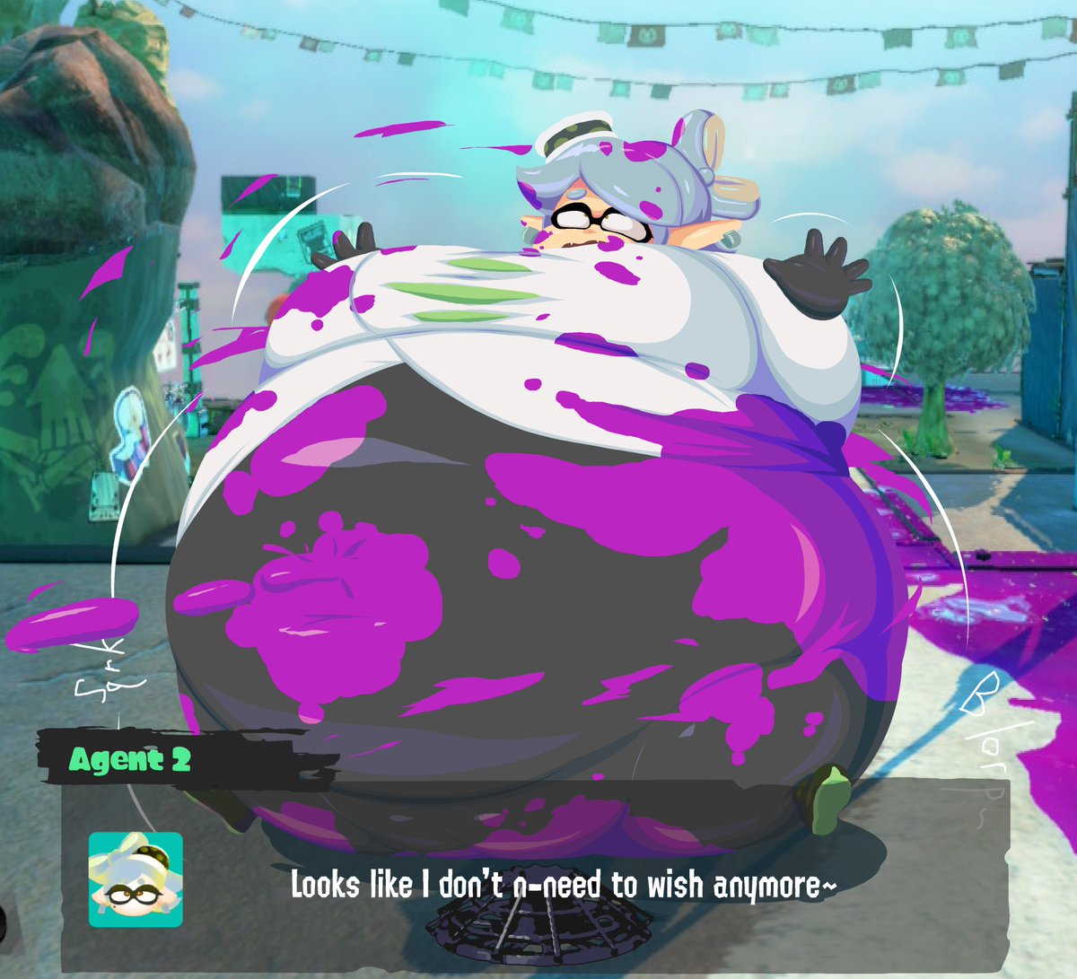 something that was rather old... but it's finally done

Marie experiencing what it's like to be a balloon fish
wuh oh..  inkier version included~

#inflationart #inflation #bodyinflation