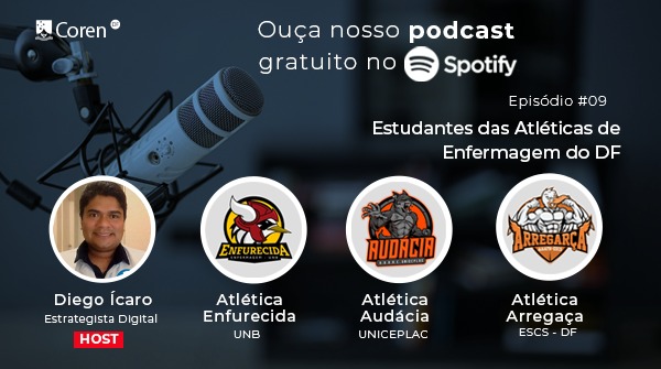 Coren_DF's tweet photo. #09 DOSE CERTA
Na edição desta semana, o podcast #DoseCerta convidou estudantes das Atléticas Enfurecida, Audácia e Arregaça, para contar um pouquinho mais sobre as Atléticas de Enfermagem do DF. https://t.co/ky7HcCVldV
