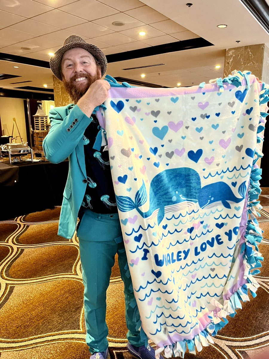 Experience_Nate's tweet photo. “I Whaley Love You!” 😄💙🐳
Making blankets for kiddos at #QATC conference! https://t.co/2cXKCQdAQo