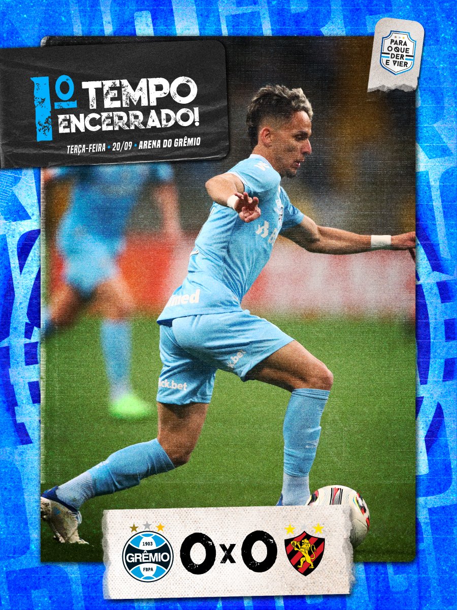 ⏸️ Fim do primeiro tempo:
#Grêmio 0x0 Sport
🇪🇪 #GRExSPO #Brasileirão2022 #ParaOQueDerEVier