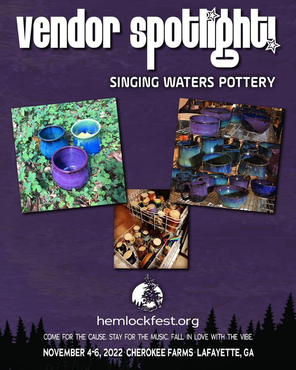 This week's vendor spotlight is focused on Singing Waters Pottery. You're gonna love their hand-thrown, carefully glazed products! 

Visit their booth at HemlockFest - visit hemlockfest.org for tickets.