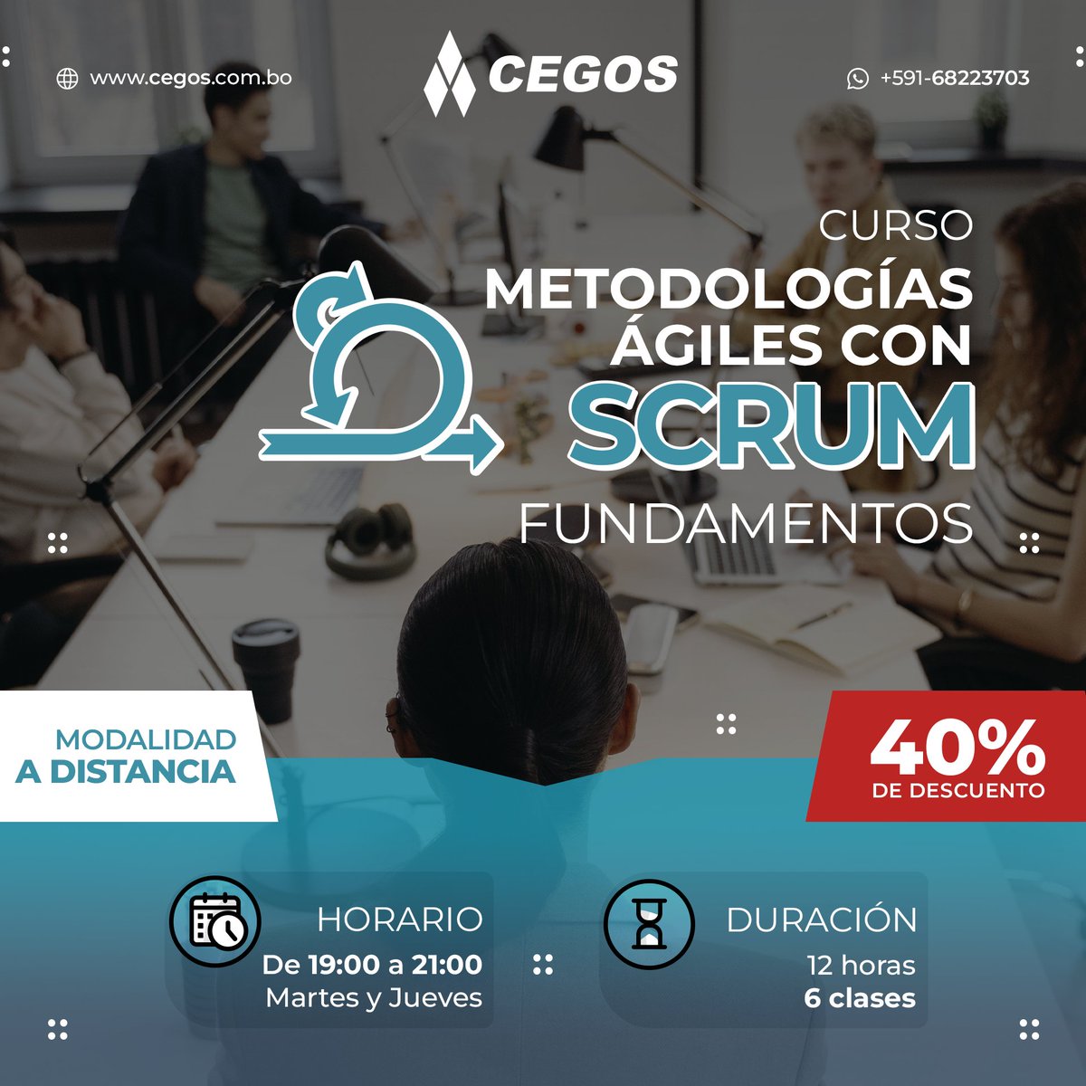 ¡Comprende cómo desarrollar proyectos complejos!

📅 FECHA DE INICIO: 28 de Septiembre
💳 INVERSIÓN: 390 Bs. (40% de descuento)

📞 MAYOR INFORMACIÓN Y RESERVAS:
WhatsApp bit.ly/3f8GIbR
Detalles tinyurl.com/29s988uv

🇧🇴 Bolivia y LATAM
#Scrum #CEGOS