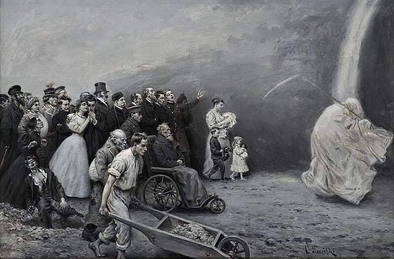Jartst's tweet photo. لوحة موكب الموت عام 1898م لجازواف تايسكي
 في لوحته التي يصور لنا فيها مجموعة من الناس 
الذين يسيرون نحو الموت، فمنهم الفقير والغني، الكبير والصغير، الرجلُ والمرأة، كلٌ هالك لا محاله، كلنا في النهاية سنموت، فمن نحنُ لنُخيّب ظنَّ العبث؟ https://t.co/VlRF6WfQZU