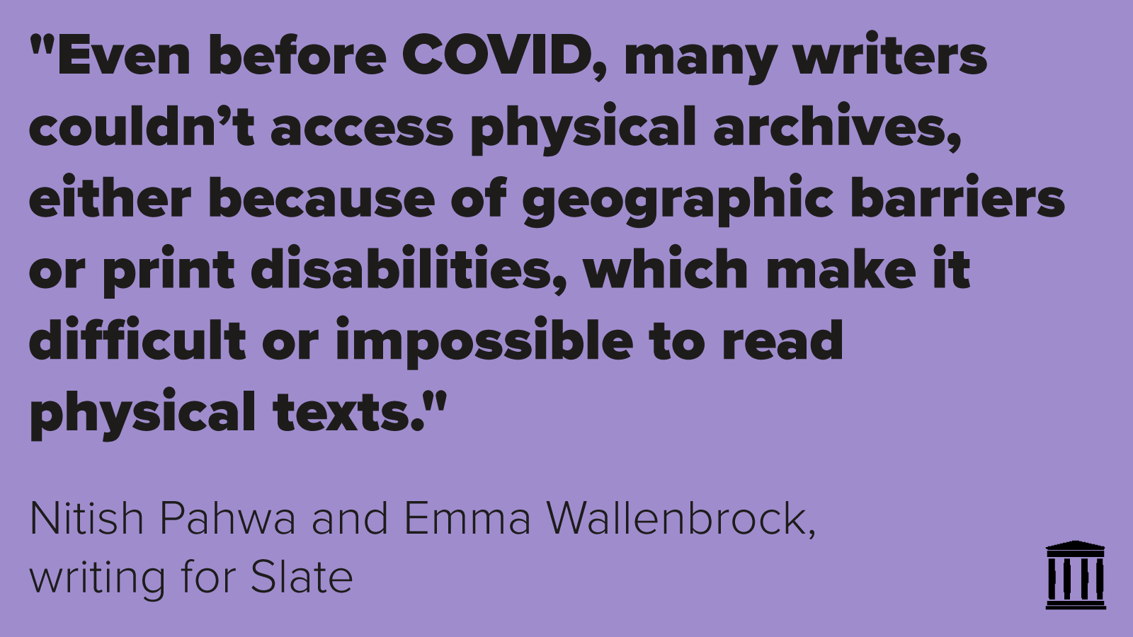 Internet Archive on Twitter: "Let's center #accessibility in conversations  around #controlleddigitallending. Location and disability shouldn't impact  people's freedom to access archives https://t.co/9FdZN9qtfD  #empoweringlibraries #A11Y https://t.co ...