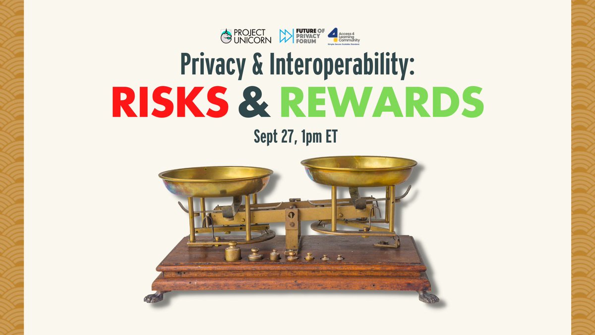 SETDA's tweet photo. Join @projunicorn and leaders from @A4Ltweet @futureofprivacy @Bardic_Systems on Tuesday, Sept 27 at 1pm ET https://t.co/eXCvmGbEGd Learn how you can leverage the power of data #interoperability while keeping student data secure! #interoperability #privacy https://t.co/5qwyHb3IH5