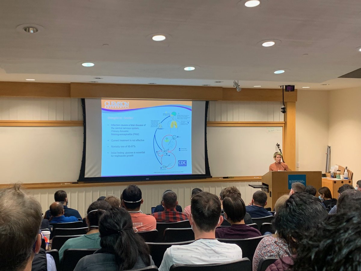 Clemson EPIC (@epicclemson) on Twitter photo Great job to graduate student <a href="/jillian_milanes/">Jillian Milanes</a> on her talk at the Molecular Parasitology Meeting today! Jill presented research on “Killing the killer: Naegleria fowleri and enolase inhibitors”. Great job to graduate student <a href="/jillian_milanes/">Jillian Milanes</a> on her talk at the Molecular Parasitology Meeting today! Jill presented research on “Killing the killer: Naegleria fowleri and enolase inhibitors”.