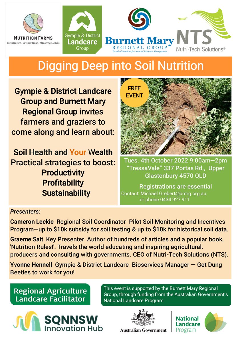 NutritionGarden's tweet photo. @bmrg4nrm 
Looking forward to this FREE event on 4 October 2022 with Burnett Mary Regional Group and Gympie &amp; District Landcare Group.

Hope to see you there! https://t.co/rEvpwOGmae