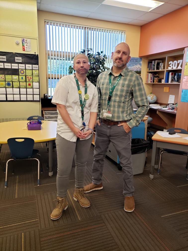 Miss_Seifert's tweet photo. When it’s twin day, but your teaching partner doesn’t like dress up days so you have to get creative. 🤣🤣🤣 https://t.co/469u7zYw8l