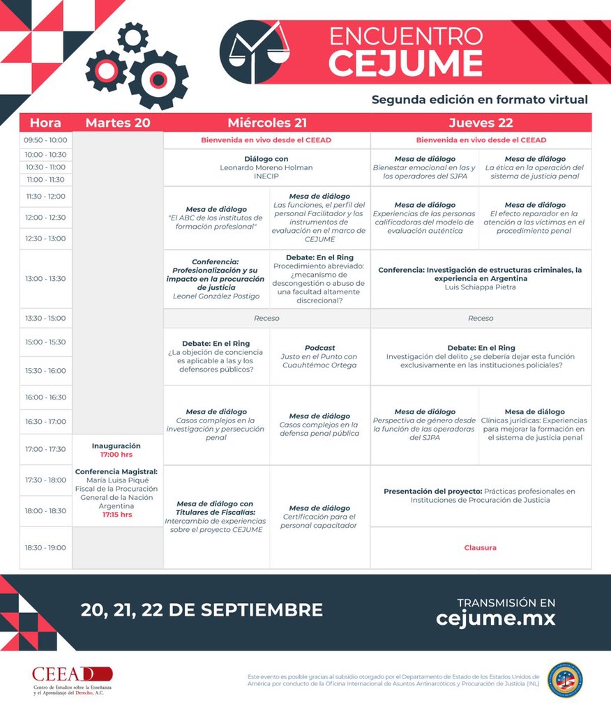 _VeronicaMdn's tweet photo. El #EncuentroCEJUME es un espacio para las personas que operan el Sistema de Justicia Penal en todo el país a través de mesas de discusión, conferencias y talleres sobre temas relevantes del #SJPA. 

Regístrate: https://t.co/xOY3d9MDvE https://t.co/2ijENdaeZU