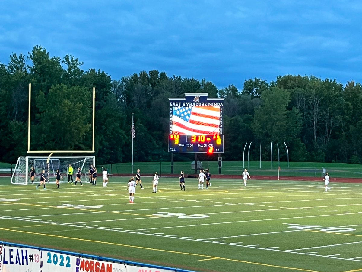 KarlWinterTV's tweet photo. Leah Rehm continues her blistering start to the season, scoring a 30+ yard goal to give the @ESMSpartans a 3-0 scoreline and victory over Jamesville-Dewitt in #SectionIII girls soccer action at East Syracuse-Minoa Central.

The Spartans remain unbeaten.

@waer883 @WAERSportsTalk https://t.co/LKAx0Qb8R3