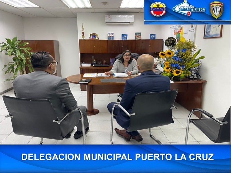 Cicpc083's tweet photo. Gerencia de los DM Puerto La Cruz, presidida por el C/J Arturo Rosado y el Comisario Osky Moncayo, llevaron a cabo reunión interinstitucional con la Fiscal Superior del Ministerio Público en el estado Anzoátegui, Maribel Ávila. #Cicpc https://t.co/CHSLjLgBgM