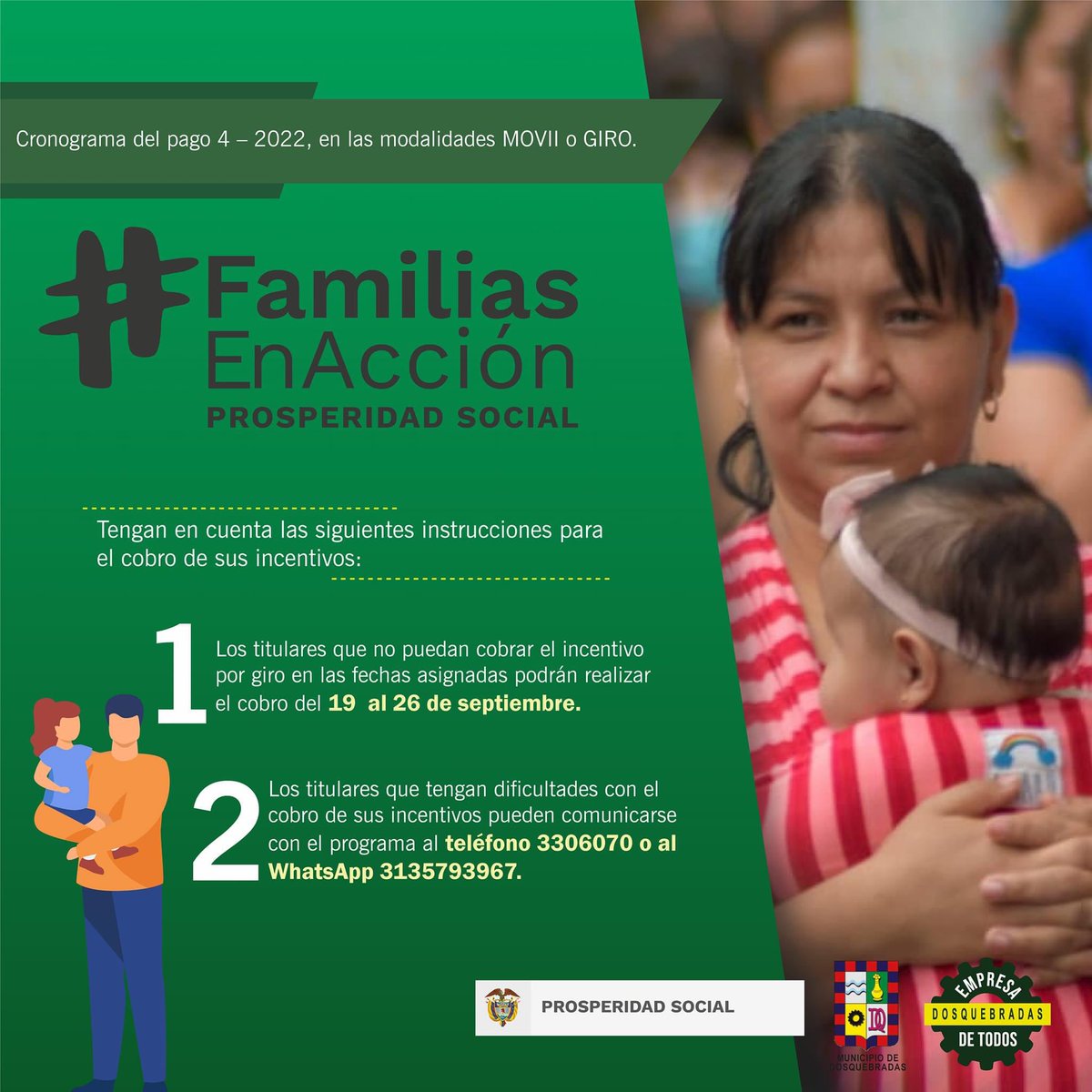 SecreDesarrollo's tweet photo. En la Secretaría de Desarrollo Social y Político (Calle 19 #17-20 barrio Santa Mónica, Dosquebradas) estamos prestos a resolver cualquier inconveniente con el pago. https://t.co/wBxHOm64MI