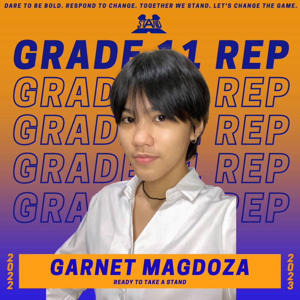 cdustandparty's tweet photo. The time has finally come for us to reveal your candidates running under the might banner of STAND Party! 

Standing with you, by you, and for you, here are your Grade 11 Representatives!

💙🧡

#STAND2022
#iStandWithSTAND https://t.co/YhhrzsVUnR