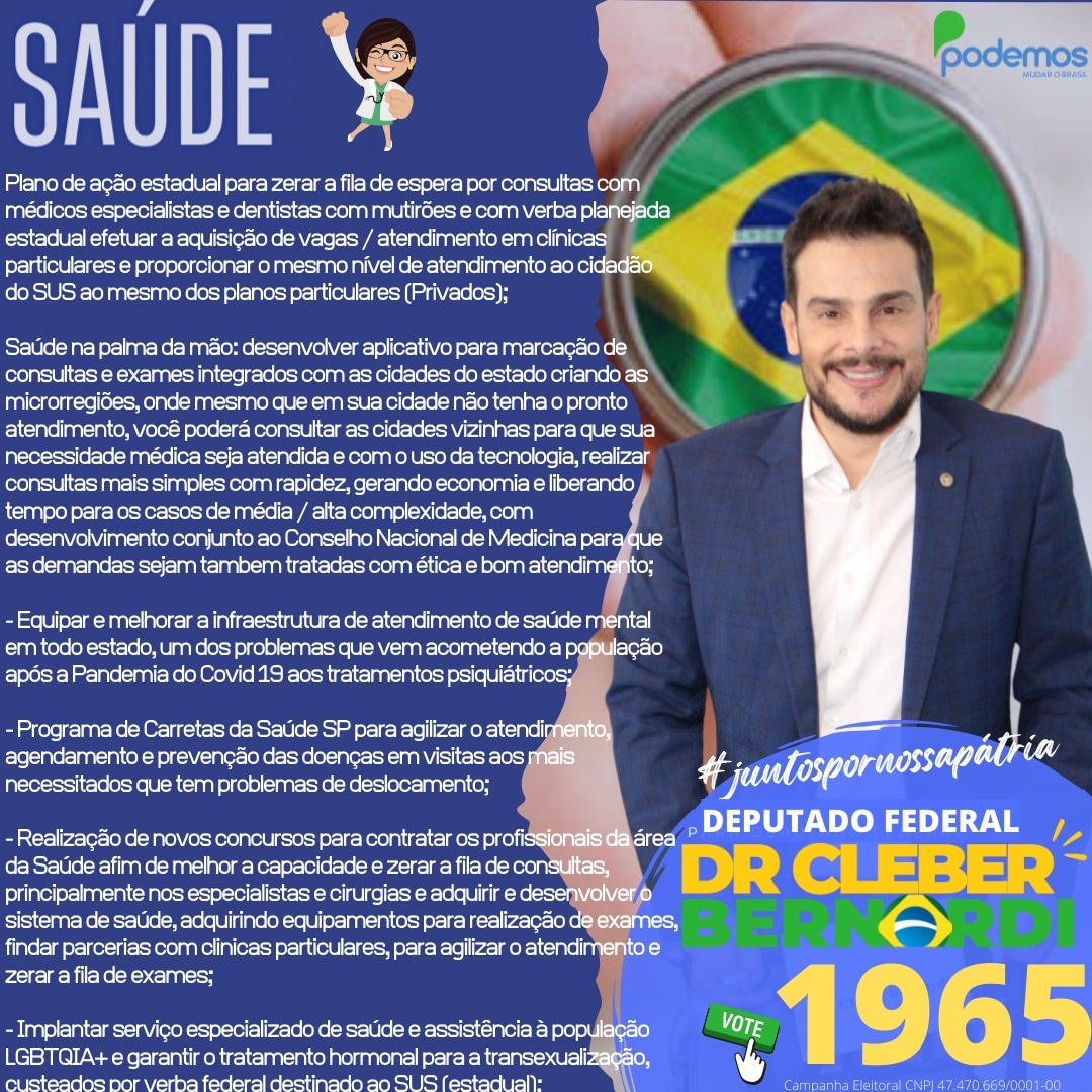 cleberbernardi's tweet photo. Peço seu apoio para que possamos por em pauta este trabalho! Para nossa região e pelo Estado.

Vote Deputado Federal pelo Estado de São Paulo É 1️⃣9️⃣6️⃣5️⃣🇧🇷✅

#candidatoadeputadofederal #candidato  #propostas #projetos #brasil🇧🇷 #sp #estadodesaopaulo #PODEMOS #eleições https://t.co/brcfuGcqLH