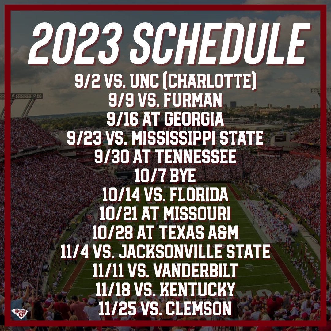 The Spurs Up Show on Twitter "The Gamecocks 2023 football schedule is