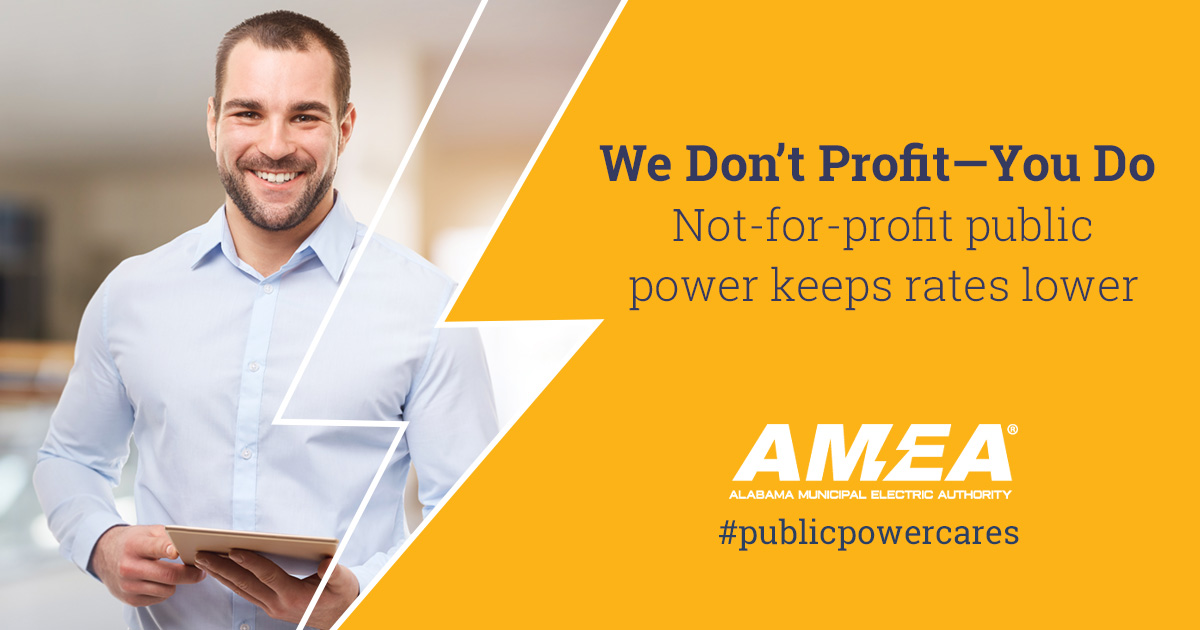 AMEA_Alabama's tweet photo. Residential customers of public power utilities pay monthly bills that are on average 4% less than customers of investor-owned utilities, and 16% less than customers of cooperative utilities. 💡
#ValueOfPublicPower #CommunityPowered https://t.co/cUWlFmc8rf