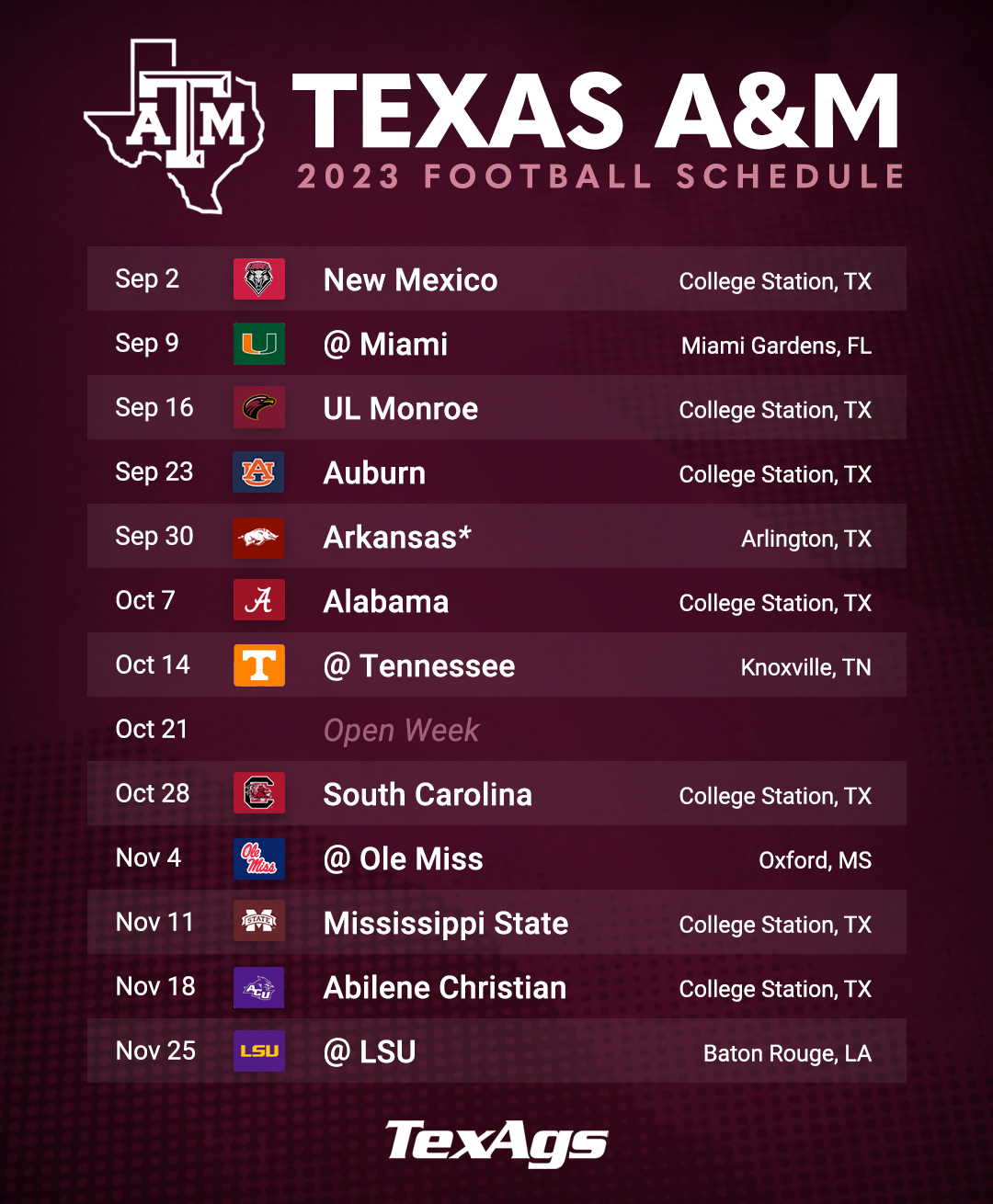 Texas aggie football schedule deals