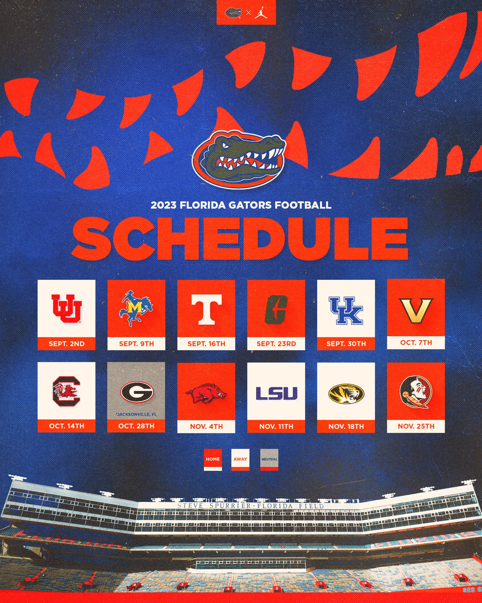 Florida Gators 2023 SEC football schedule released