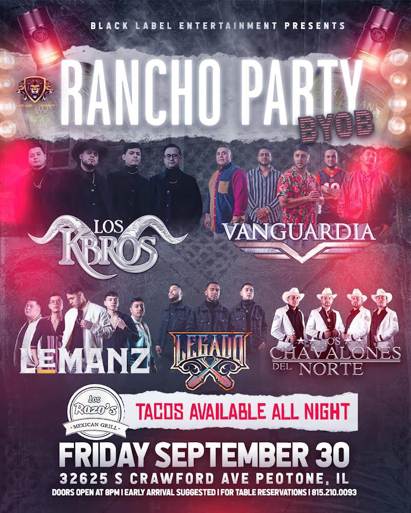 BlackLabelEnt__'s tweet photo. Ranch Party B Y O B
Friday September 30
@loskbrosoficial 
@Vanguardia0 
Lemanz 
Legado X 
Chavalones Del Norte https://t.co/SuoBtBRDP4
