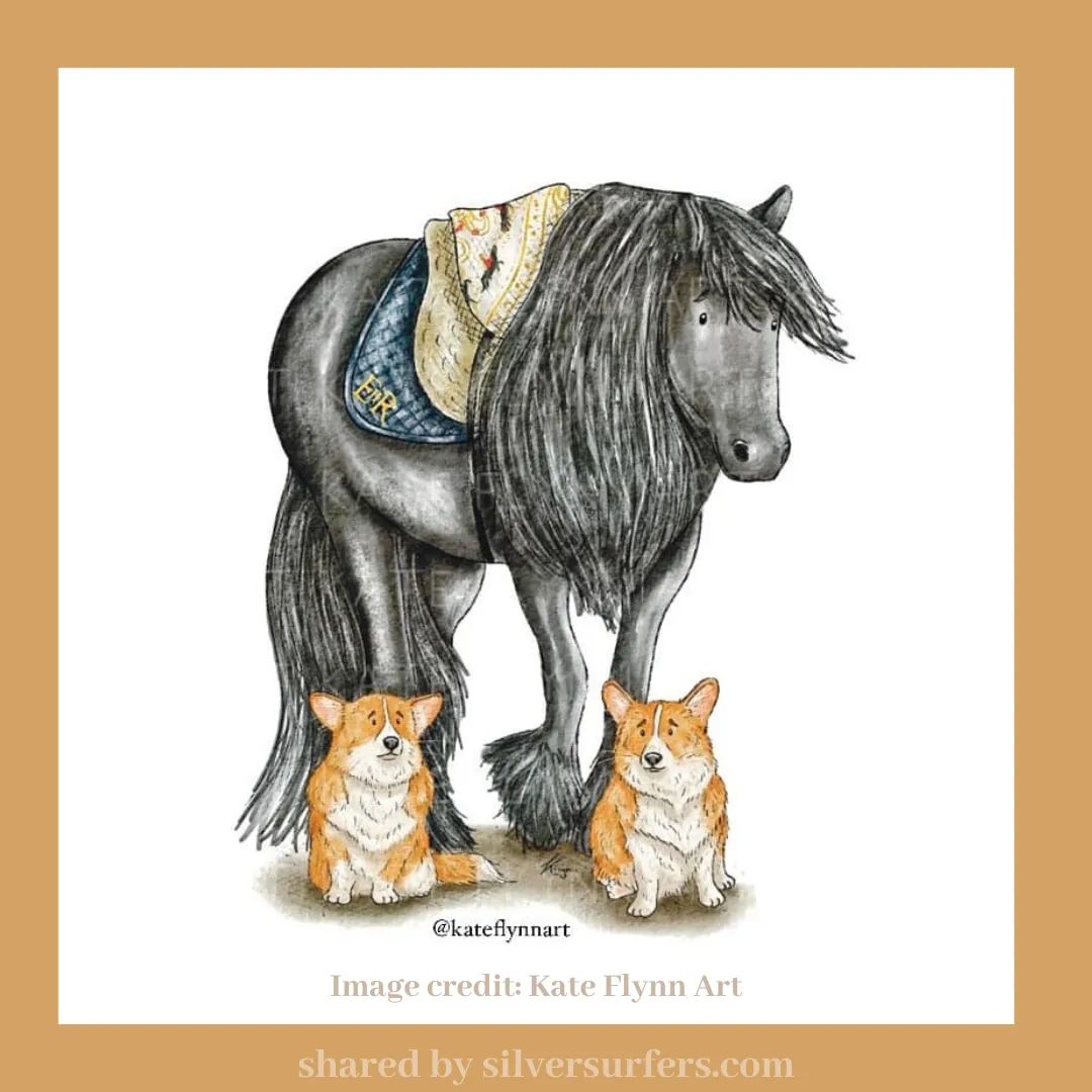 Nesquik1962's tweet photo. Found on fb , #KatieFlynnArt
#Emma #Muick #Sandy
#Corgi #FellPony #QueenElizabethII https://t.co/GcpP64XgQt