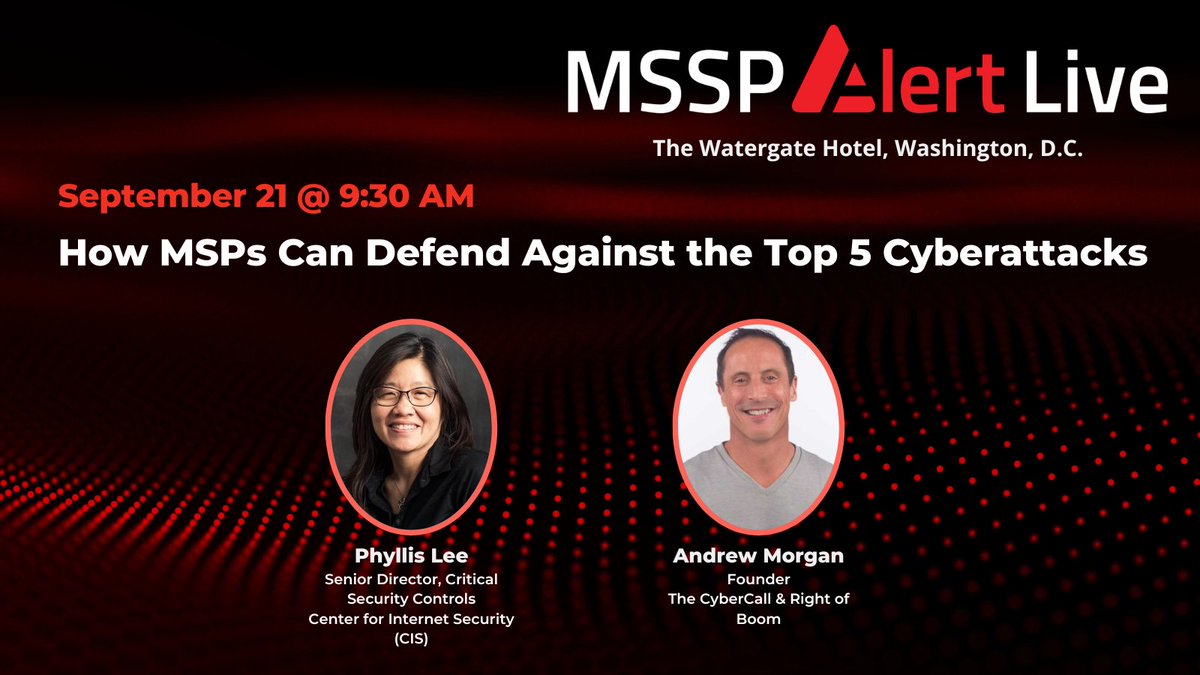 msspalert's tweet photo. TOMORROW: Learn about the top five attacks + how to defend against them with Phyllis Lee and Andrew Morgan. See the rest of the #MSSPAlertLive agenda here: https://t.co/B6B64sFXlm
@CISecurity
#MSP #MSSP #Cybersecurity #ChannelPartner #ManagedSecurity https://t.co/doshkGmrtL